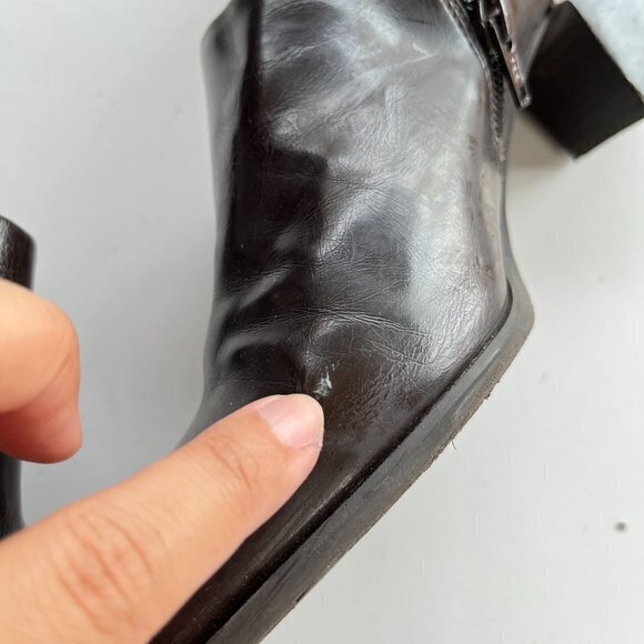 Franco Sarto Remo Heeled‎ Square Toe Brown Leather Zip Pumps Shoes Womens… - Picture 7 of 9